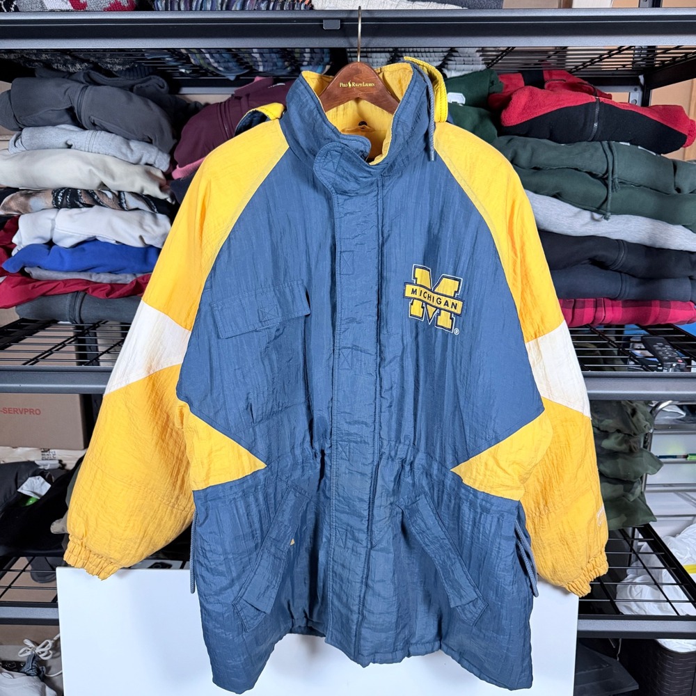 Vintage 90's Michigan Wolverines Logo 7 Jacket Mens XLarge Blue Yellow Coat